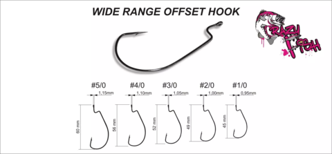 Офсетный крючок Crazy Fish Wide Range Offset Hook №4/0 5 шт/уп продажа от 5 уп.