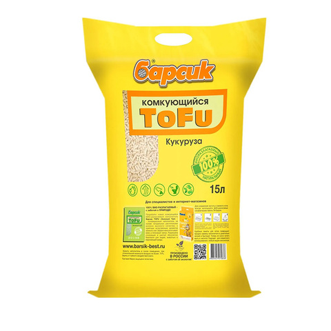 Барсик Кукуруза 15 л комкующийся наполнитель (Тофу) TOFU