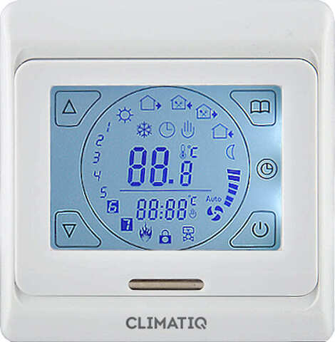 Терморегулятор/термостат сенсорный с дисплеем для тёплого пола. Цвет Белый. CLIMATIQ серия CLIMATIQ ST. CLIMATIQSTW