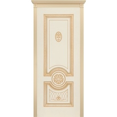 Купить Межкомнатная дверь эмаль Гамма Корона В3 слоновая кость с патиной золото глухая