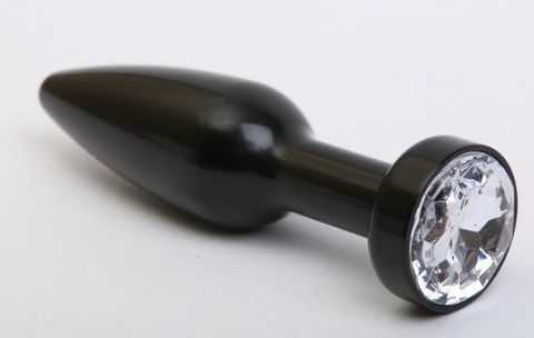 Чёрная удлинённая пробка с прозрачным кристаллом - 11,2 см. - 4sexdreaM 47416-4