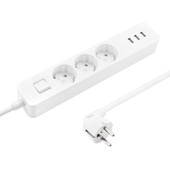 Удлинитель Xiaomi Mi Power Strip 3 (XMCXB04QM), белый, 3 розетки, 1.4 м, 16А / 3680 Вт