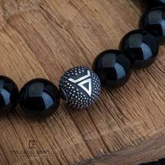 Браслет Велес. Чёрный нефрит. Д 12мм.