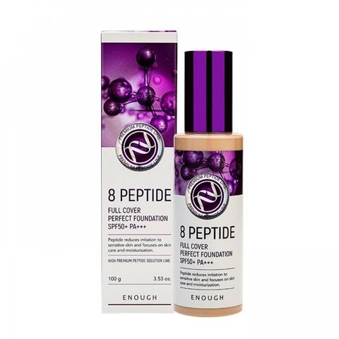 ENOUGH ТОНАЛЬНАЯ ОСНОВА ДЛЯ ЛИЦА С ПЕПТИДАМИ 8 PEPTIDE FULL COVER PERFECT FOUNDATION SPF50+ PA+++ №13, 100 G