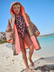 Плащ водонепроницаемый с флисовой подкладкой для девочки Next E25-226, Коричневый, Бежевый, Розовый