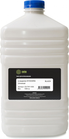 Тонер Cactus CS-TKY4-1000 черный флакон 1000гр. для принтера Kyocera TK-3060, TK-3100, TK-3110, TK-3130, TK-3150, TK-3160, TK-3170, TK-3190, TK-3200, TK-3300, TK-3400, TK-3410, TK-3430, TK-3440, TK-350, TK-355, TK-360, TK-365, TK-310, TK-320, TK-330, TK-3
