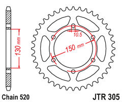 Звезда задняя JTR305.46ZBK для Yamaha XJ6, FZ6
