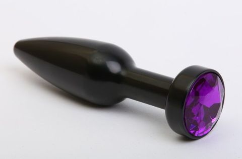 Чёрная удлинённая пробка с фиолетовым кристаллом - 11,2 см. - 4sexdreaM 47416-5