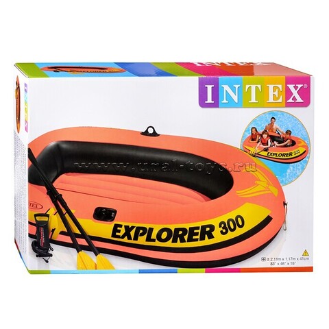 Лодка Explorer 300, 3 местная, 211 х 117 х 41 см, от 6 лет, вёсла, насос, до 186 кг, 58332NP INTEX