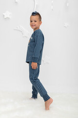 Пижама  для мальчика  К 1598/синий джинс,маленькая клетка