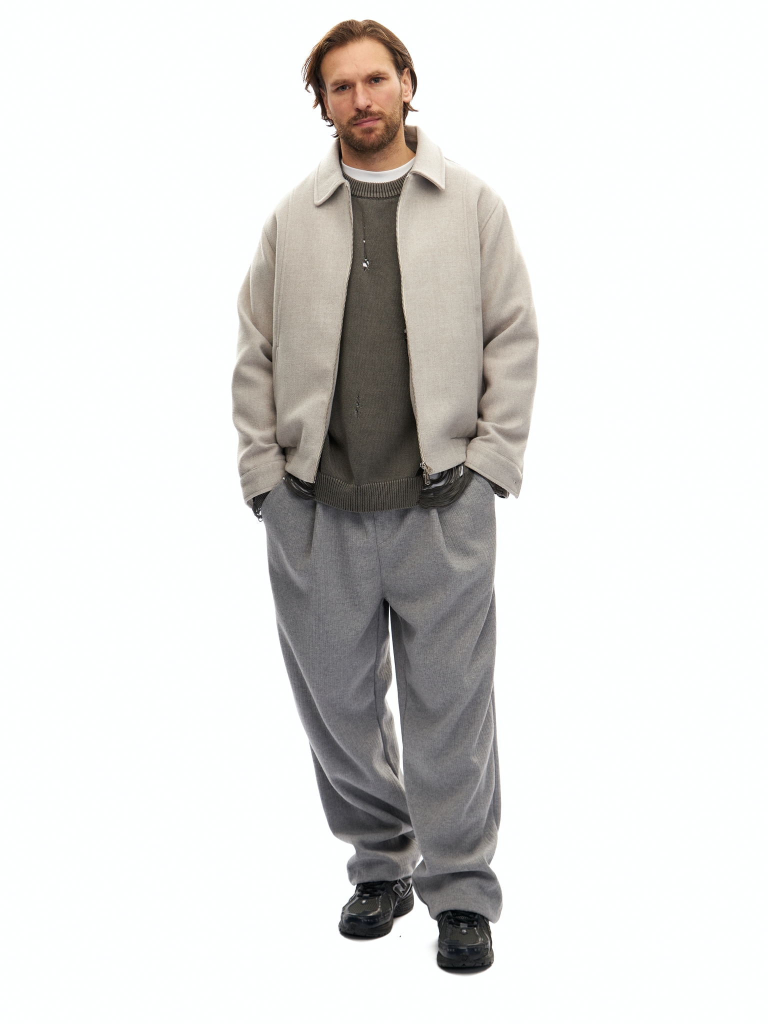 Утепленная бежевая куртка Cooper на молнии