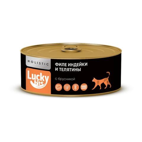 Консервы Lucky bits филе индейки и телятины с брусникой для кошек 100 г