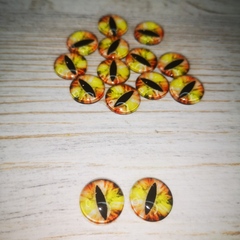 Глазки стеклянные круглые клеевые Желто- коричневые 14мм (2шт)