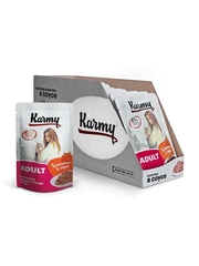 Влажный корм Karmy Adult для взрослых кошек, телятина в соусе, 12 шт x 80 г