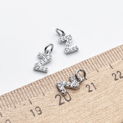 Подвеска Буква Z, родиевое покрытие, фианиты, размер 8*5 мм, цена за 1 шт