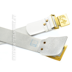 Купить белый ремень ВМФ - Магазин тельняшек.ру 8-800-700-93-18Ремень кожаный парадный Белый с латунной пряжкой ВМФ в Магазине тельняшек