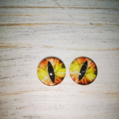 Глазки стеклянные круглые клеевые Желто- коричневые 14мм (2шт)