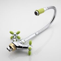 Смеситель для кухни, Frud, гибк излив, с кран-буксой, зел, R43127-6
