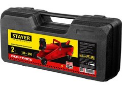 STAYER R-28 RED FORCE, в кейсе, 2 т, 130 - 350 мм, подкатной домкрат для легковых а/м, Professional (43153-2-K)
