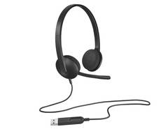 Гарнитура Logitech H340 Headset, накладные, микрофон поворотный двунаправленный, USB, 1.8 м, чёрный.