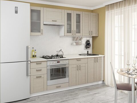 Прямая модульная кухня Лофт-01 Cappuccino Veralinga - Белый 2140*2200*600