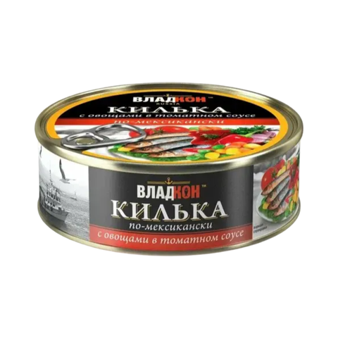 Килька Каспийская Владкон обжарен.в томатном соусе жб 240гр