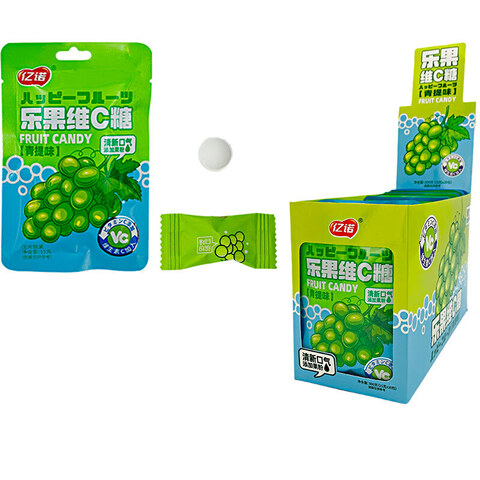 Фруктовые конфеты с витамином С со вкусом винограда Yinuo 1кор*12бл*20шт, 15гр