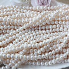 Жемчуг натуральный речной, круглый, 7-8 мм, 1 нить, Ж012