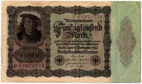 Банкнота Германия, Веймарская республика 50000 марок 1922 год