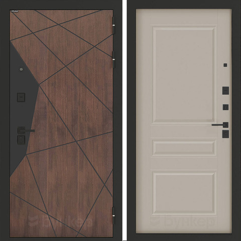 Входная металлическая дверь Бункер БН-14 Американский орех ФЛ-711 Крем софт (матовый, без текстуры)