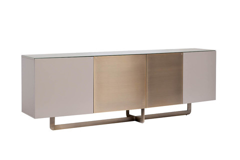 Комод дизайнерский с дверцами 76х45х220смGarda Decor Space бежевый с бронзой