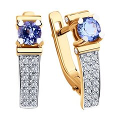 6024102 - Серьги классические из золота с бриллиантами и танзанитами