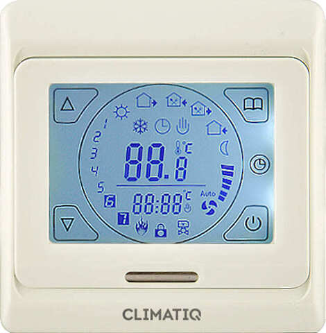 Терморегулятор/термостат сенсорный с дисплеем для тёплого пола. Цвет Слоновая кость. CLIMATIQ серия CLIMATIQ ST. CLIMATIQSTI