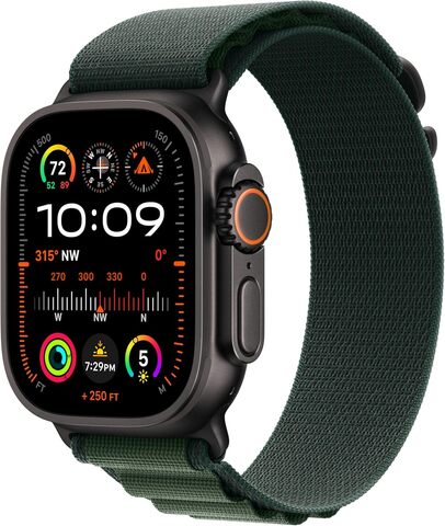 Умные часы Apple Watch Ultra 2 49 мм черный титан, ремешок Alpine темно-зеленого цвета (M)