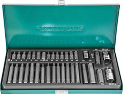 Jonnesway S29H4135S Набор вставок-бит 10 мм и 14 мм DR с переходниками, 35 предметов 47299