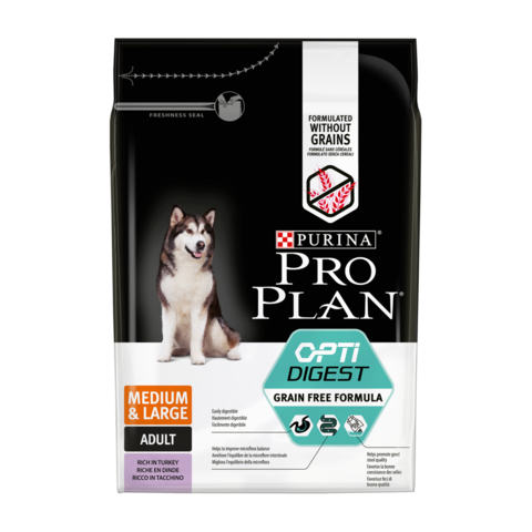 Purina Pro Plan Optidigest Сухой корм для собак средних и крупных пород с чувствительным пищеварением Индейка (беззерновой)