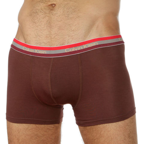 Мужские трусы боксеры коричневые c трехцветной резинкой Calvin Klein Modal Hip Boxer RGB