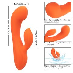 Оранжевый вибромассажер Stella Liquid Silicone Dual “G” - 17,75 см. - 