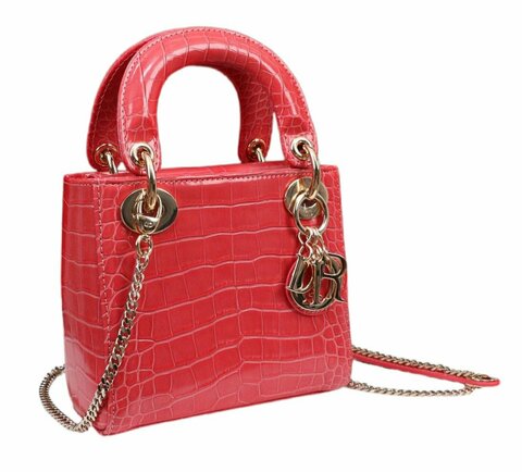 Сумка женская Dior Lady Dior, модель мини-формата розовый