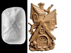 Силиконовый молд № 425 домик Скворечник 2 D ( серия домики для гномов и фей)