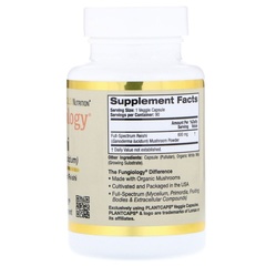 California Gold Nutrition, Рейши (ganoderma lucidum), полного спектра, сертифицированный органический продукт, поддержка на клеточном уровне, 90 капсул Plantcap