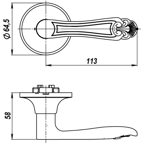 Ручка защелка 6037 MAB-P (без фик.) мат. бронза