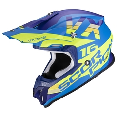 Мотошлем Scorpion EXO VX-16 Air X-Turn, синий/жёлтый