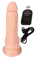 Телесный вибратор на присоске с пультом ДУ Bendable RC Vibrator with Balls - 20,8 см. - 