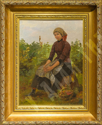Галкин И. С. (1860–1915). Дачница. Картон, масло, 1900 г.