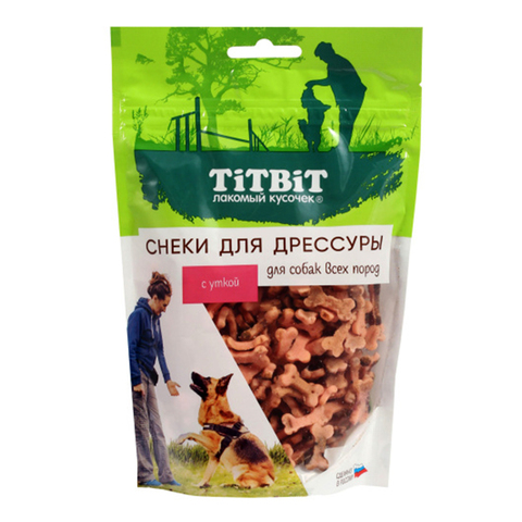 Лакомства TiTBiT Снеки для дрессуры с уткой , для собак всех пород, 100 г