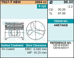 Поршень двигателя TEIKIN 44674AG STD (4шт/упак)