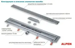 Трап линейный для пола, боковой слив, титан MCH CH950/50KN1TI