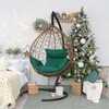 Подвесное кресло-кокон SEVILLA горячий шоколад, зеленая подушка (Laura Outdoor)