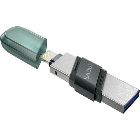 Флешка USB SanDisk 256 МБ iXpand Flash Drive Flip Lightning to USB-A Silver/Green